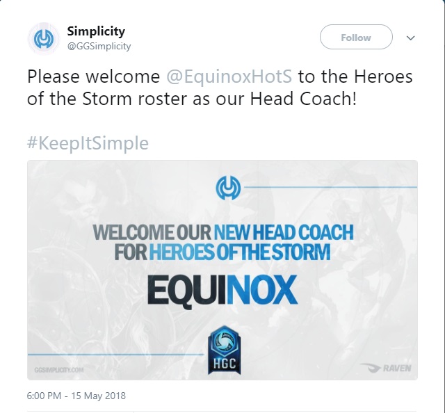 Simplicity welcomes Equinox as new head coach