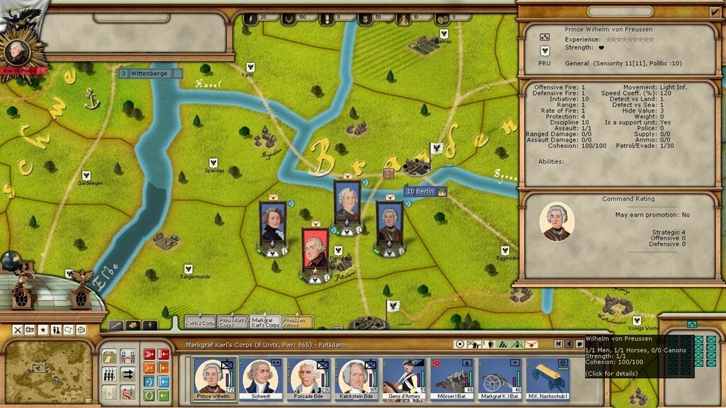 Command view in Rise of Prussia Gold