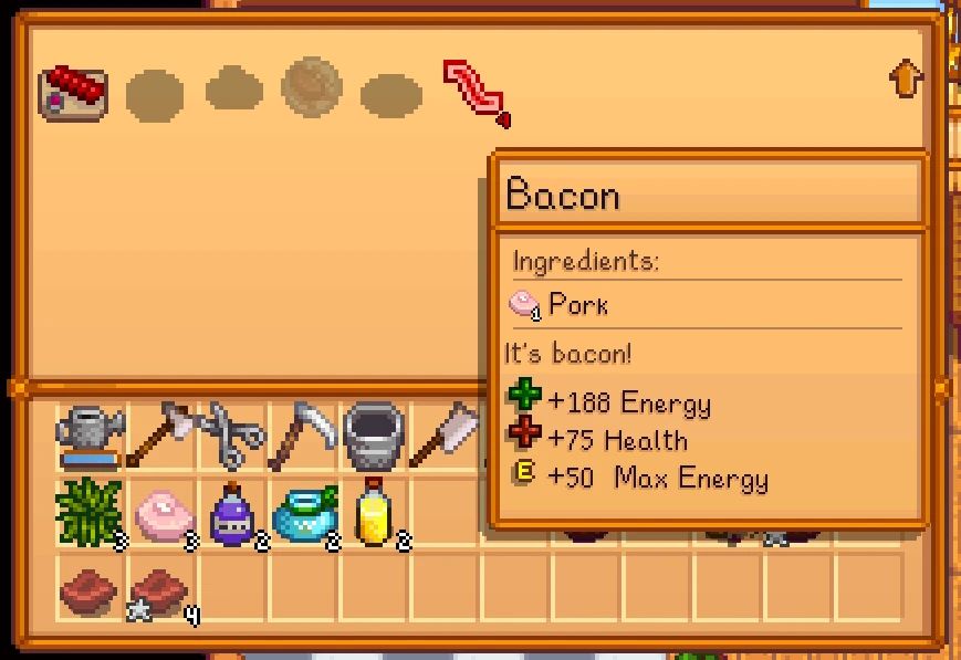Bacon available through Animal Husbandry mod
